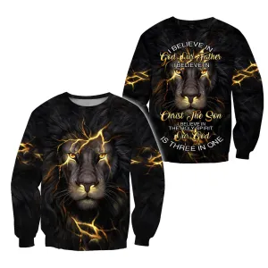 Lion Thunder I Beleive In God Our Father Jesus - Christian Sweatshirt For Women & Men