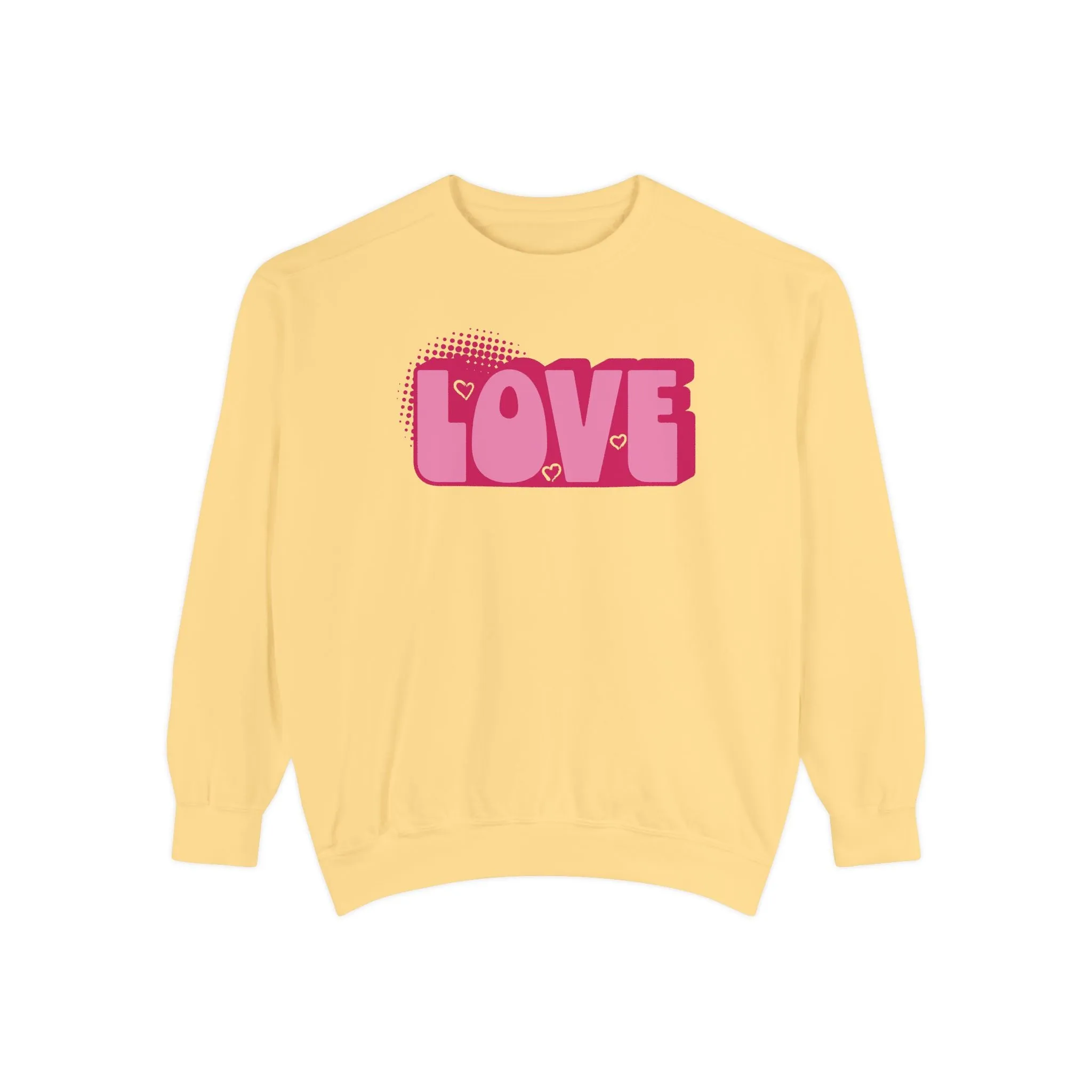 Love Hearts Unisex Sweatshirt - Valentine's Day Comfort Colors Sweater, Gift for Him Her, Cozy Jumper, Pink Red Top, Love Sweatshirt