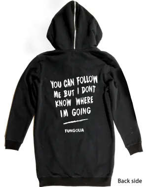 <A 001a71> Fungolia Fleece Long hoodie - Follow Me (black)