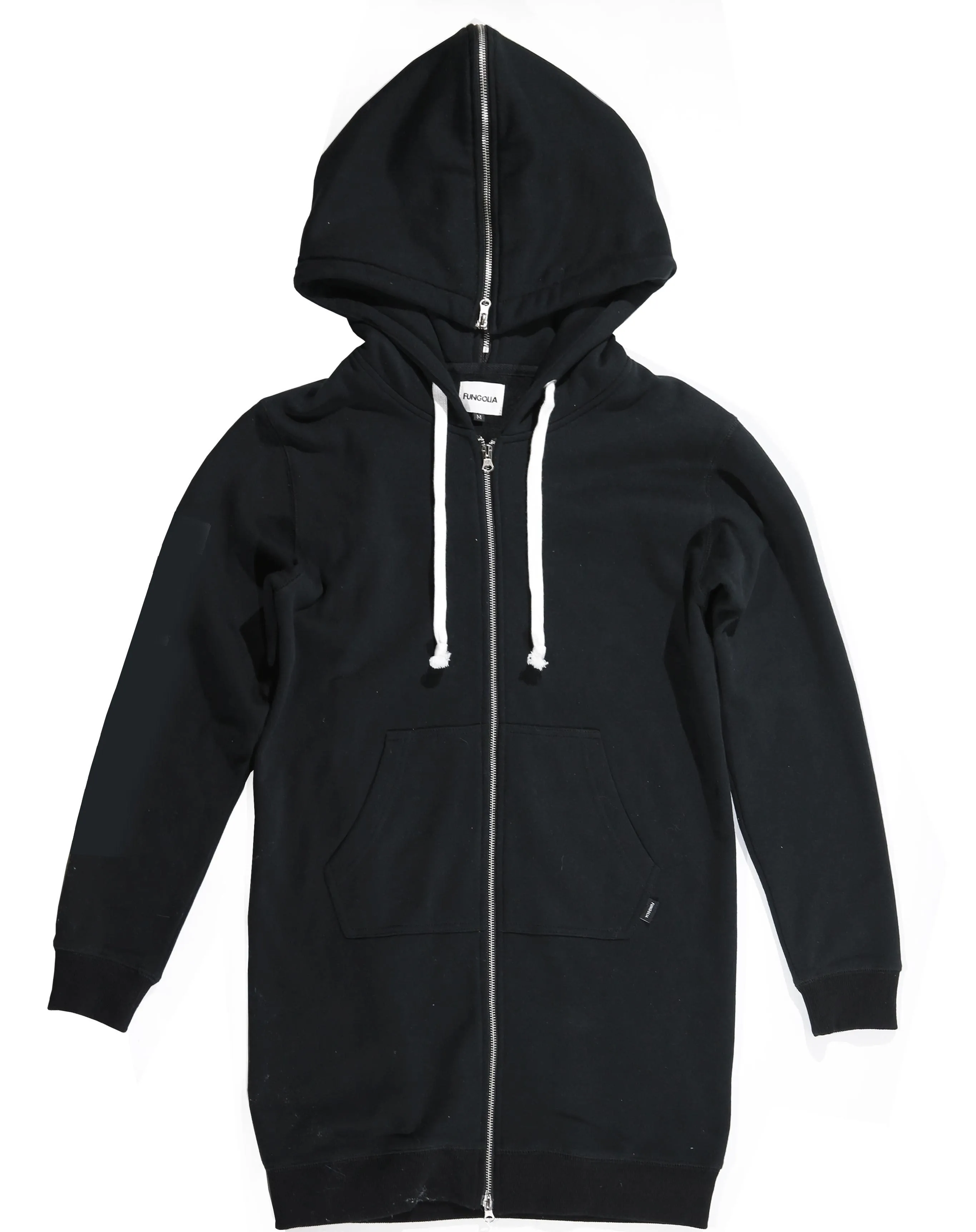 <A 001a71> Fungolia Fleece Long hoodie - Follow Me (black)