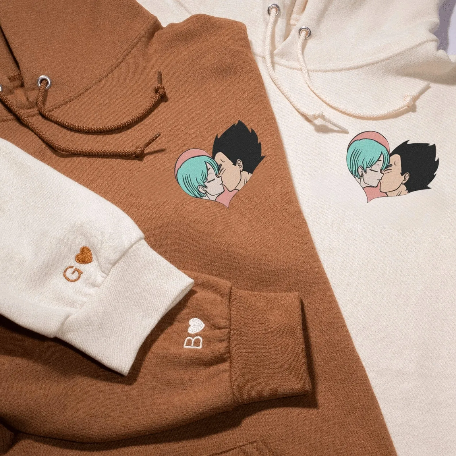 Matching Couple Hoodies -   Vegeta x Bulma Custom Embroidered Sweatshirts For Couples