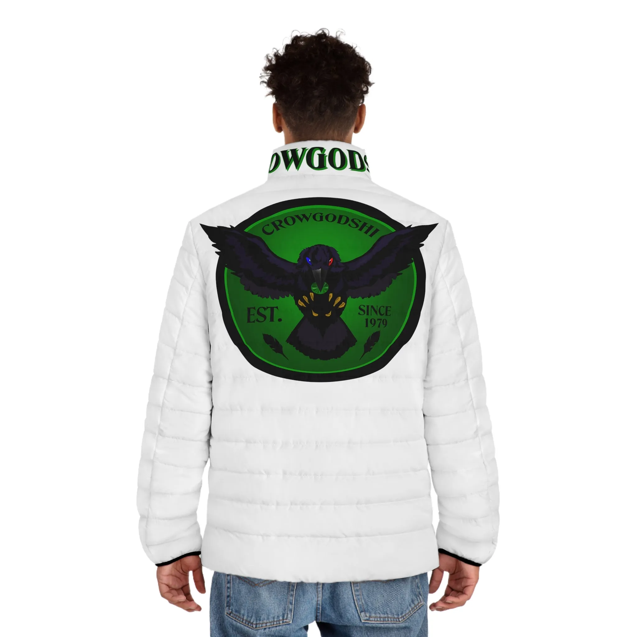 Men's 3rd GEN Puffer Jacket, WHITE W/ GREEN LOGO