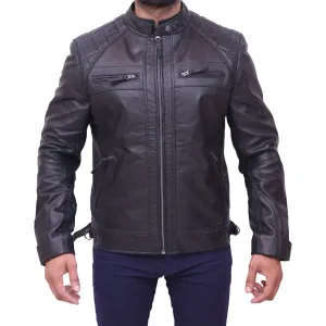 Men's Black Sheepskin Quilted Leather Jacket