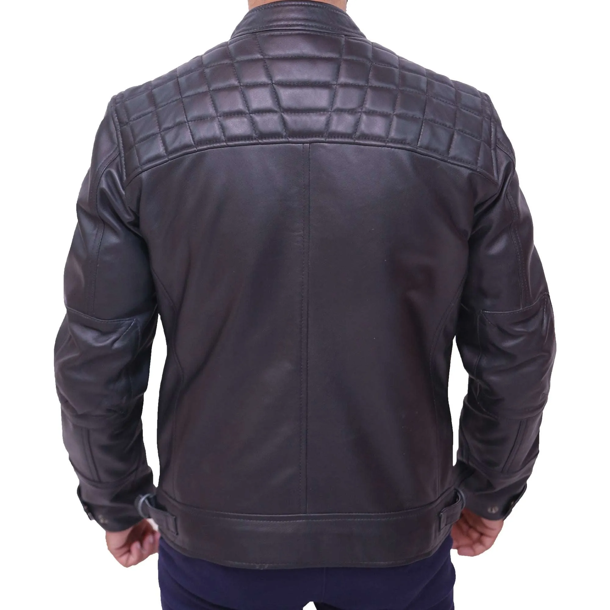 Men's Black Sheepskin Quilted Leather Jacket