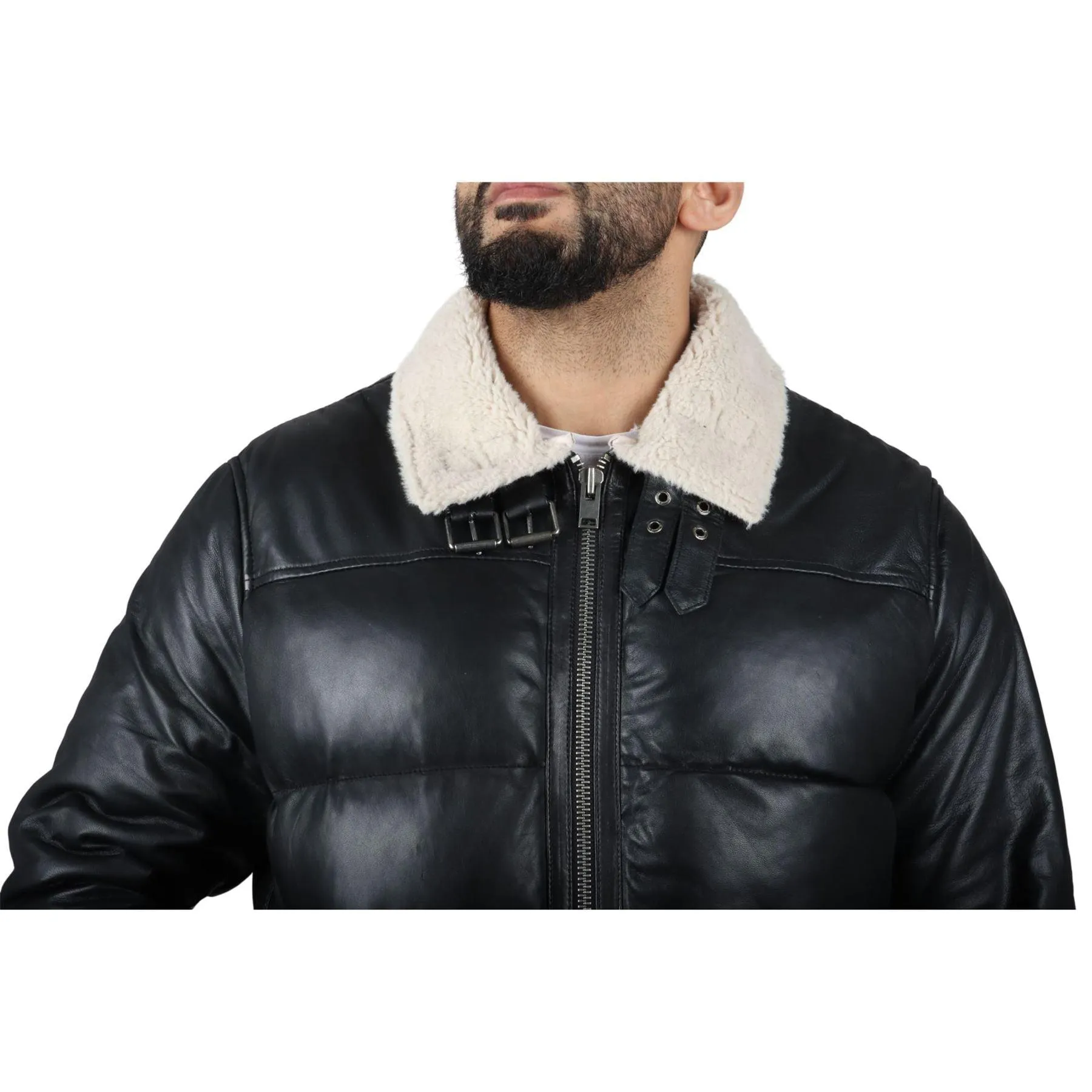 Men's Puffer Quilted Aviator Bomber Flying Fleece Lining Jacket