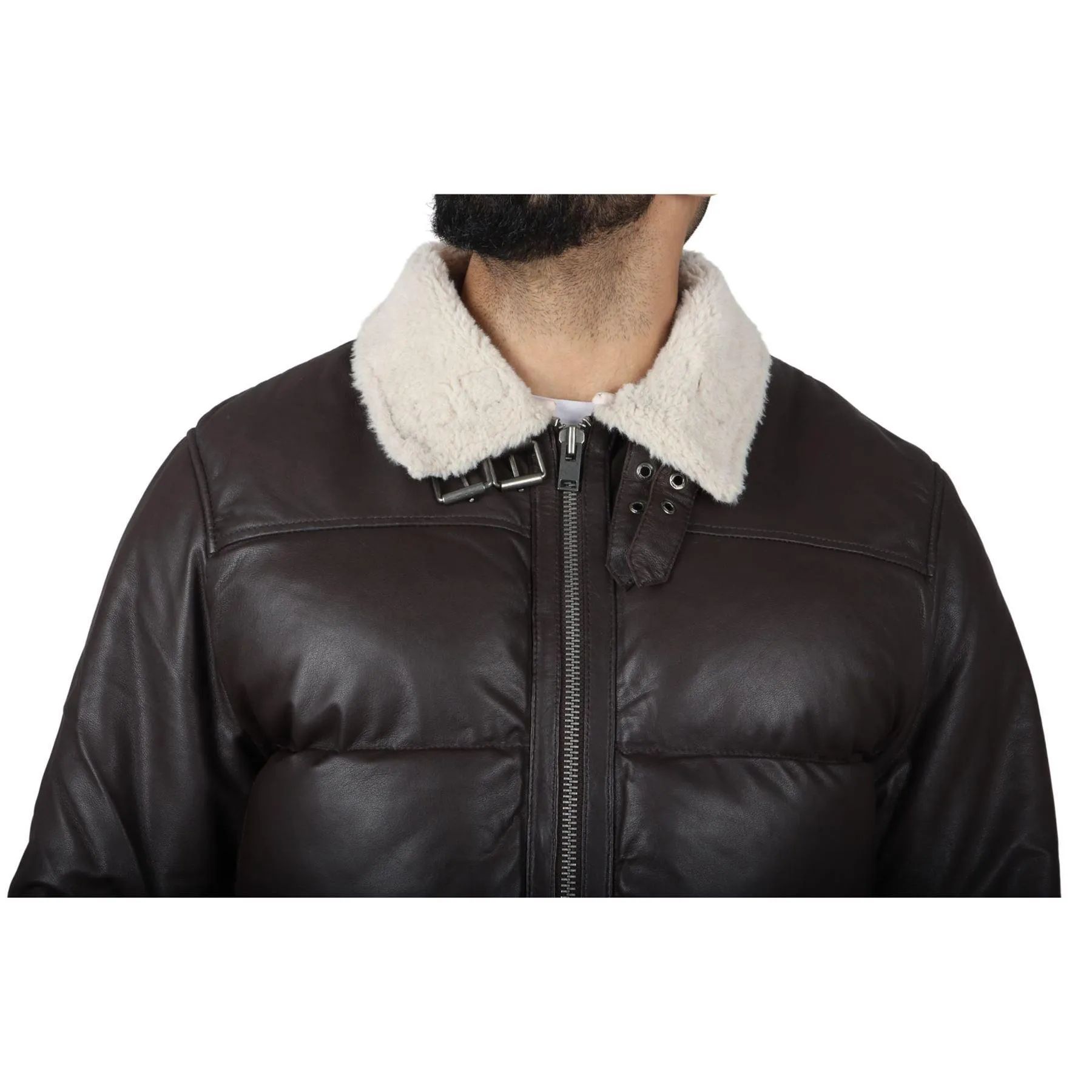 Men's Puffer Quilted Aviator Bomber Flying Fleece Lining Jacket