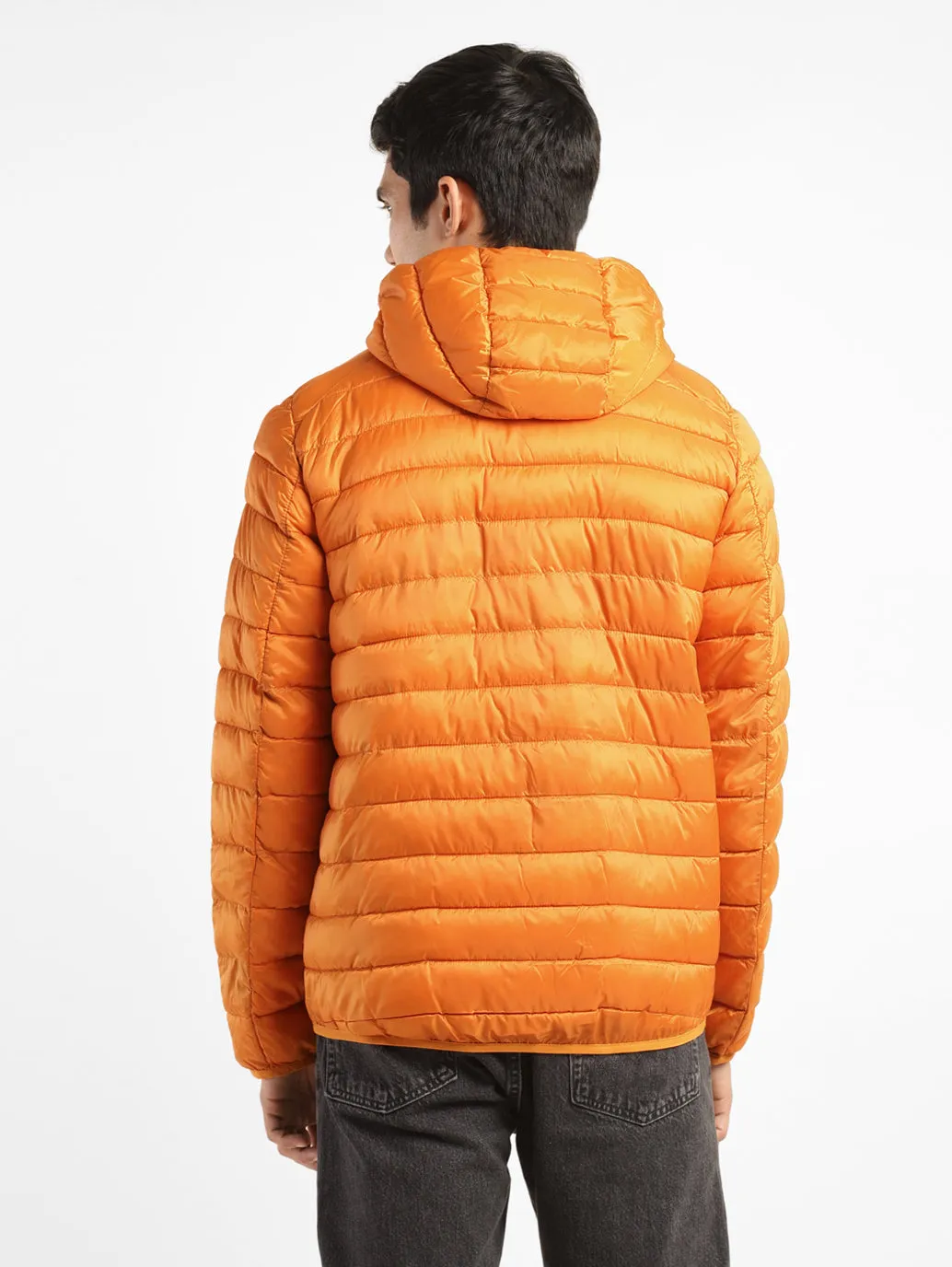 Men's Solid Orange Quilted Jacket