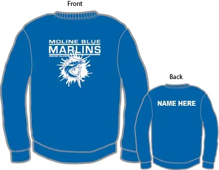 Moline Blue Marlins - Team Crewneck Sweatshirt - Adult