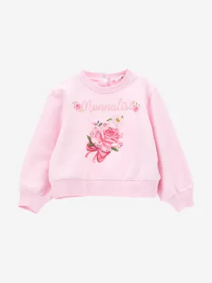 Monnalisa Baby Girls Rose Sweatshirt in Pink