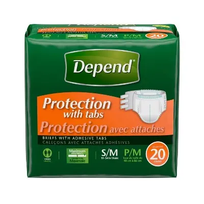 New - Depend Unisex Incontinence Protection with Tabs Underwear - Maximum Absorbency - S/M - 60ct