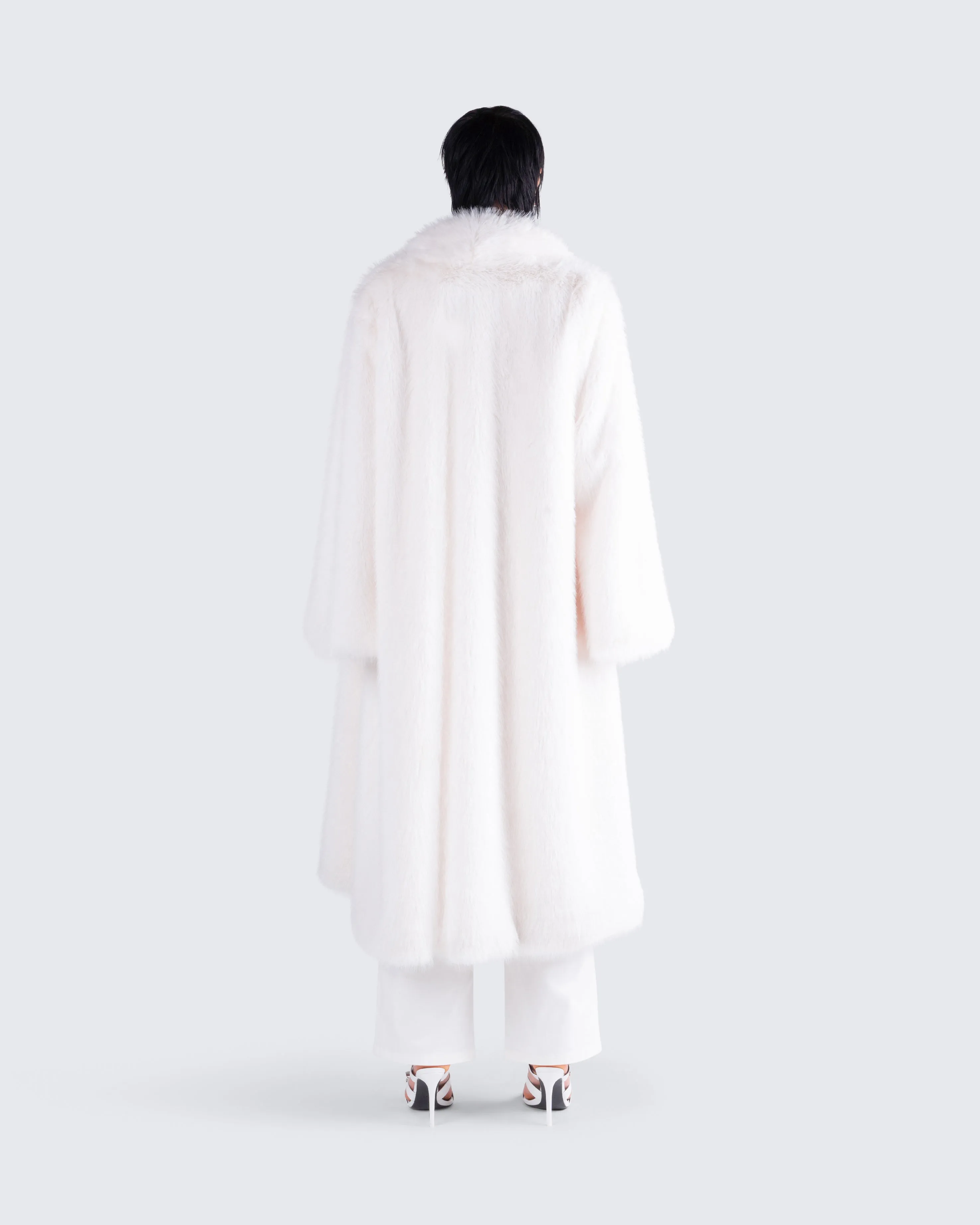 Noel Ivory Midi Vegan Fur Coat