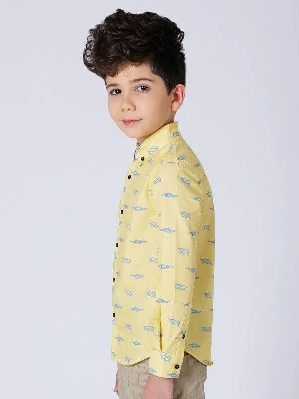 One Friday Yellow Knot Printed Shirt