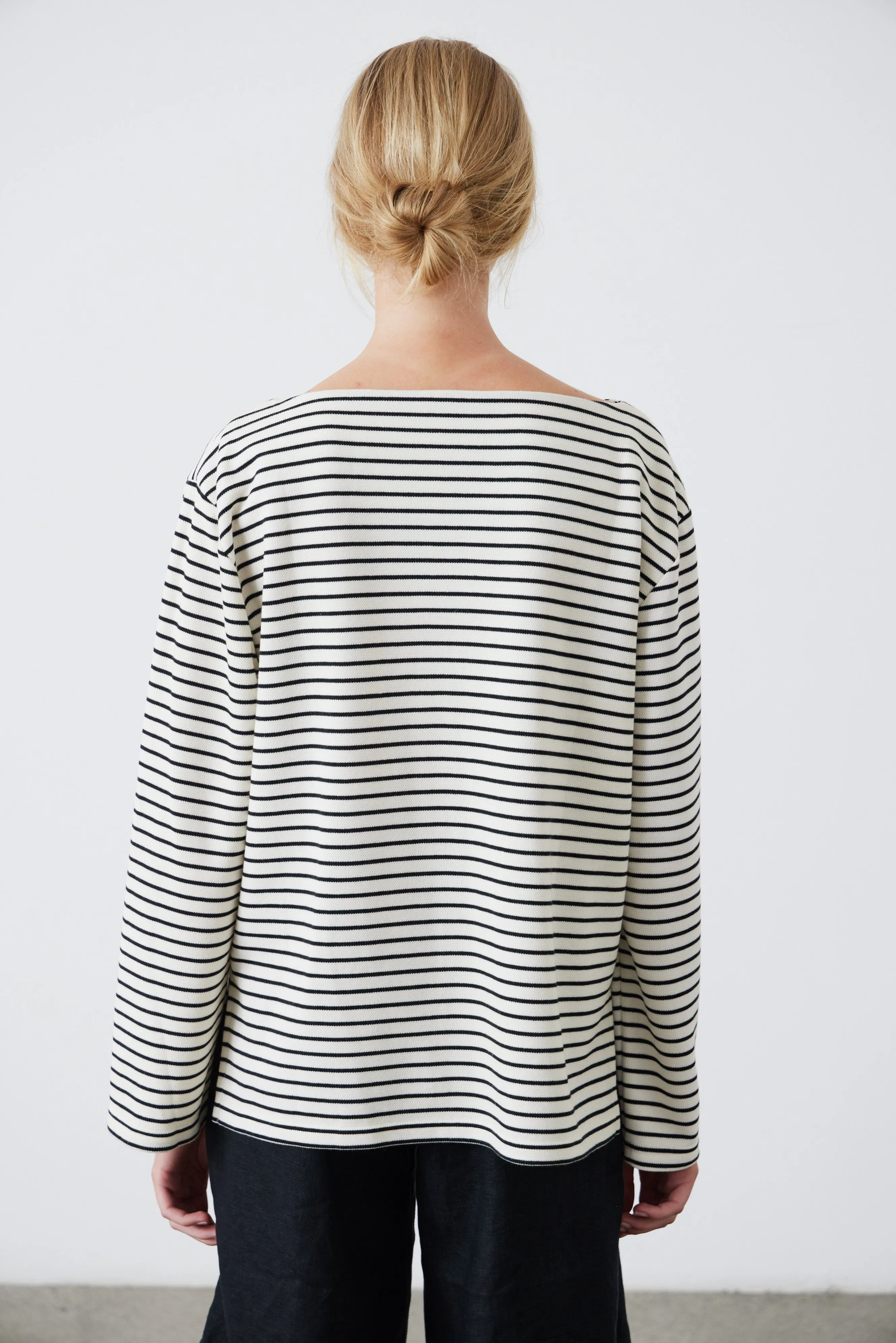 Pablo Boat Neck Sweatshirt - Ecru/Black Stripe