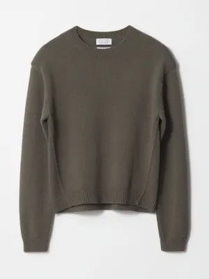 Padded-shoulder merino jumper