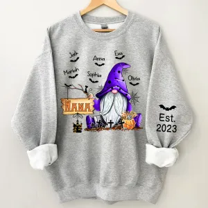 Personalized Nana Gnome Halloween Sweatshirt, Halloween Sweatshirt