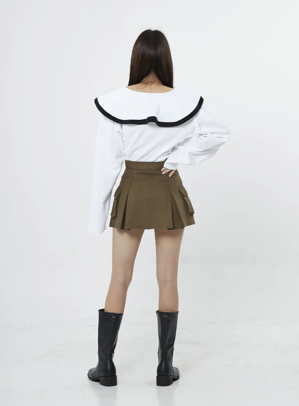 Pleated Cargo Mini Skirt BO13