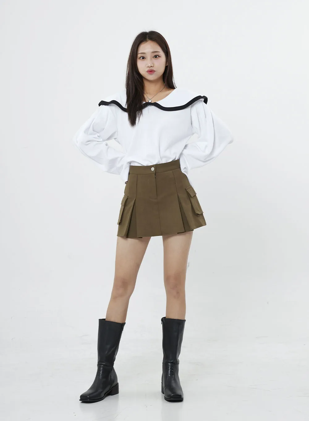 Pleated Cargo Mini Skirt BO13