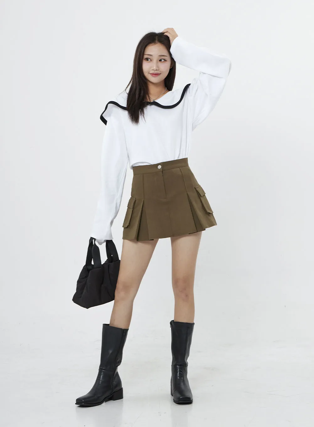 Pleated Cargo Mini Skirt BO13