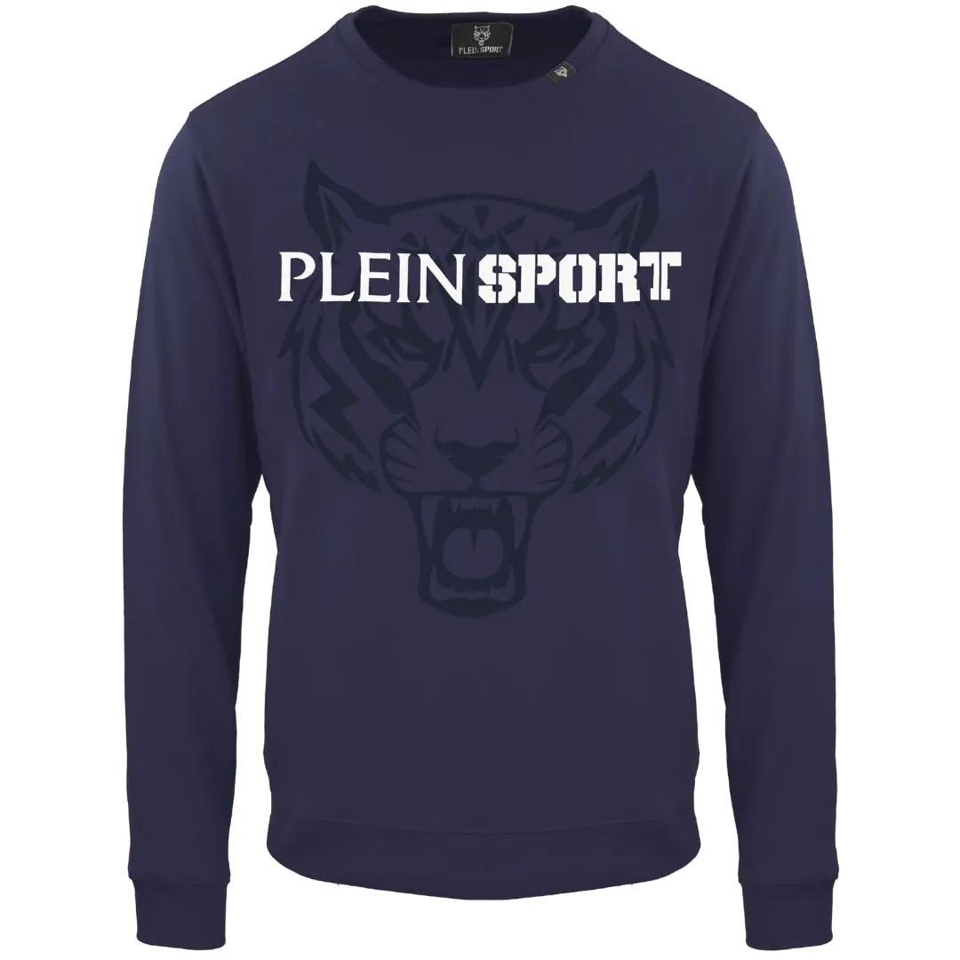 Plein Sport Large Branded Logo Tiger Navy Blue Jumper