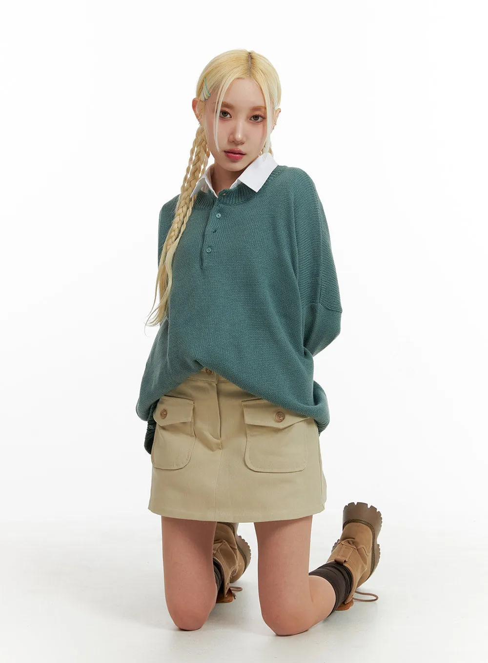 Pocket Cotton Mini Skirt IF408