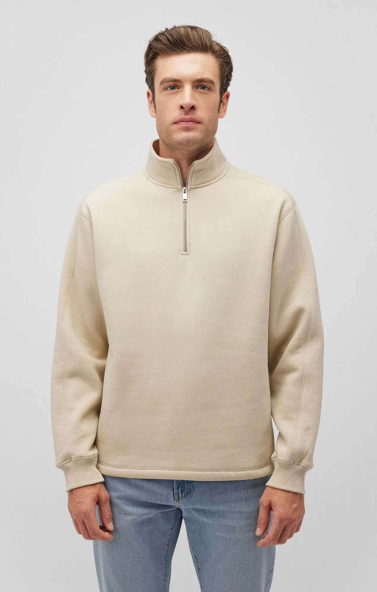 QUARTER ZIP SWEATSHIRT IN PELICAN