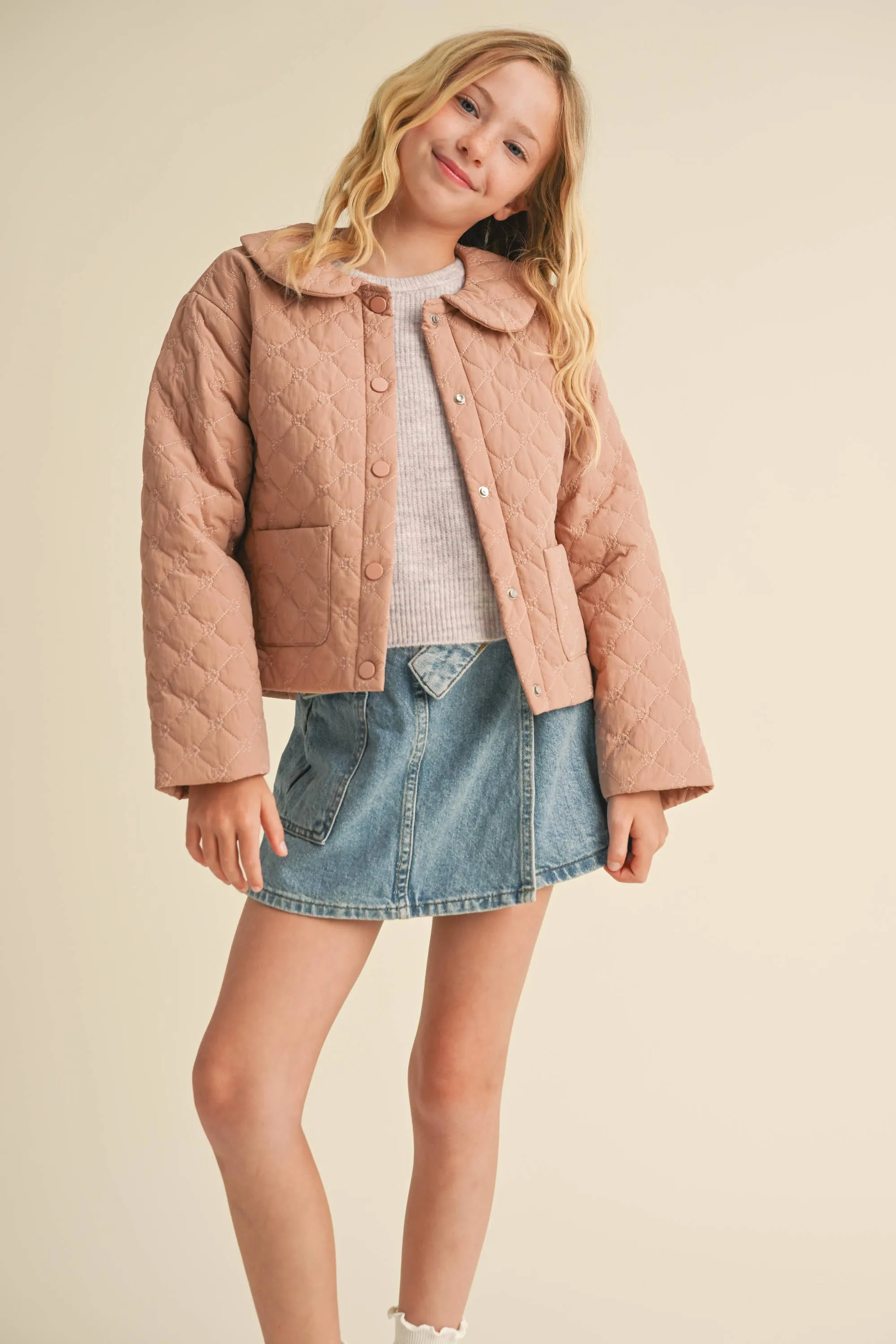 Quilted Puff Jacket- Dusty Rose