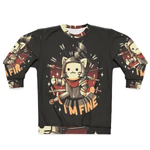 "I'm Fine Cat Sweatshirt - Medieval Knight Inspired Cute Kawaii Apparel"