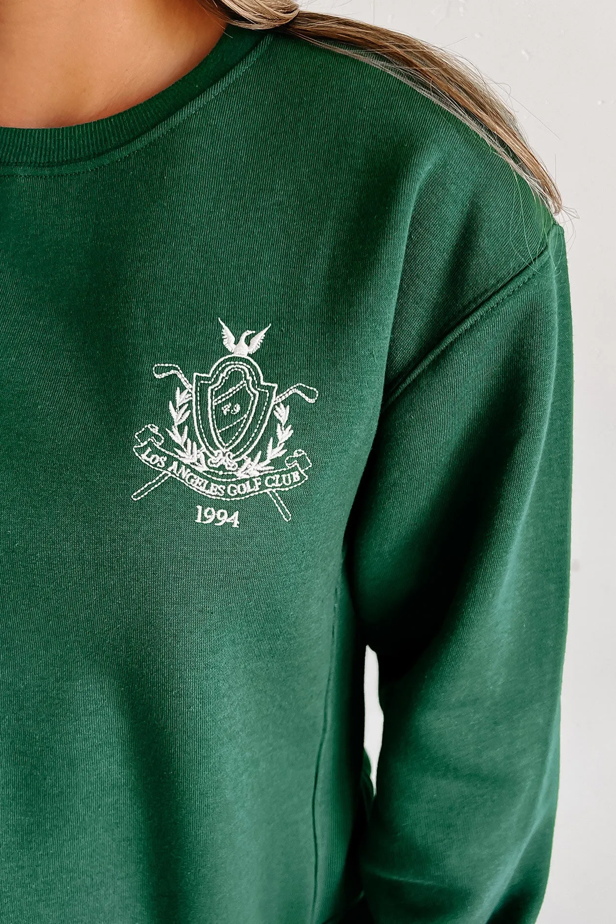 "Los Angeles Golf Club" Embroidered Crewneck Sweatshirt (Hunter Green)