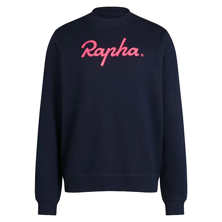 RAPHA Cotton Sweatshirt Large Logo - DNP Dark Navy/High-Vis Pink