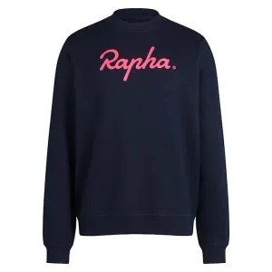 RAPHA Cotton Sweatshirt Large Logo - DNP Dark Navy/High-Vis Pink