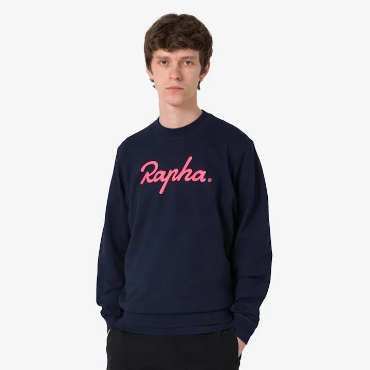 RAPHA Cotton Sweatshirt Large Logo - DNP Dark Navy/High-Vis Pink