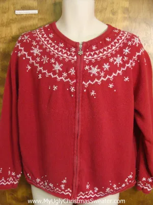 Red and White Snowflake Nordic Christmas Sweater