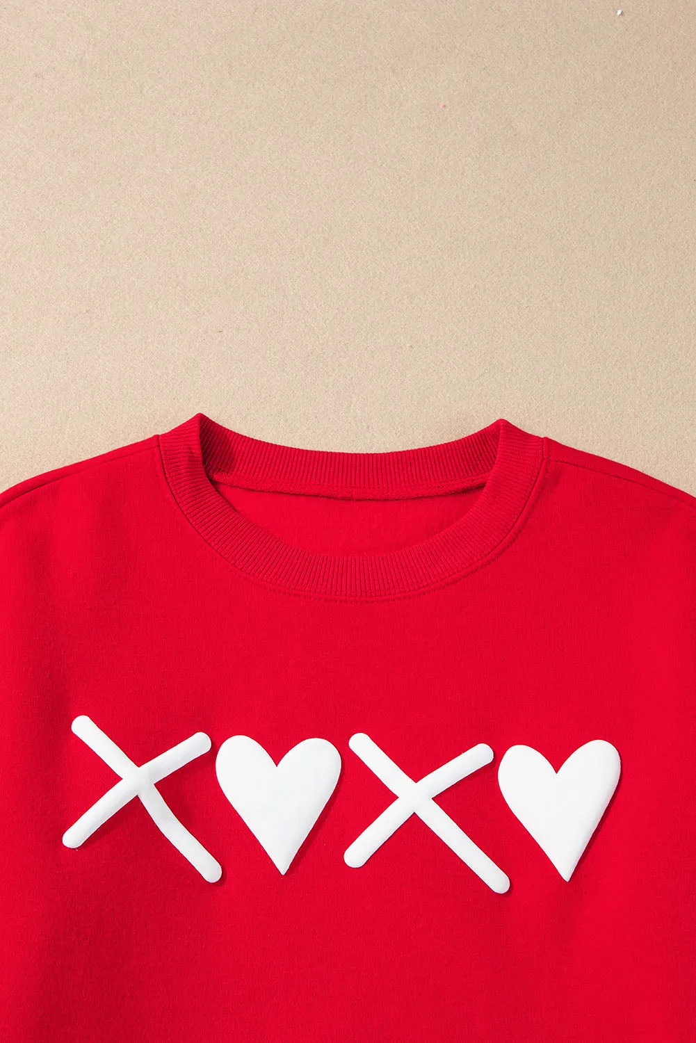 Red Puff XOXO Print Valentines Heart Sweatshirt