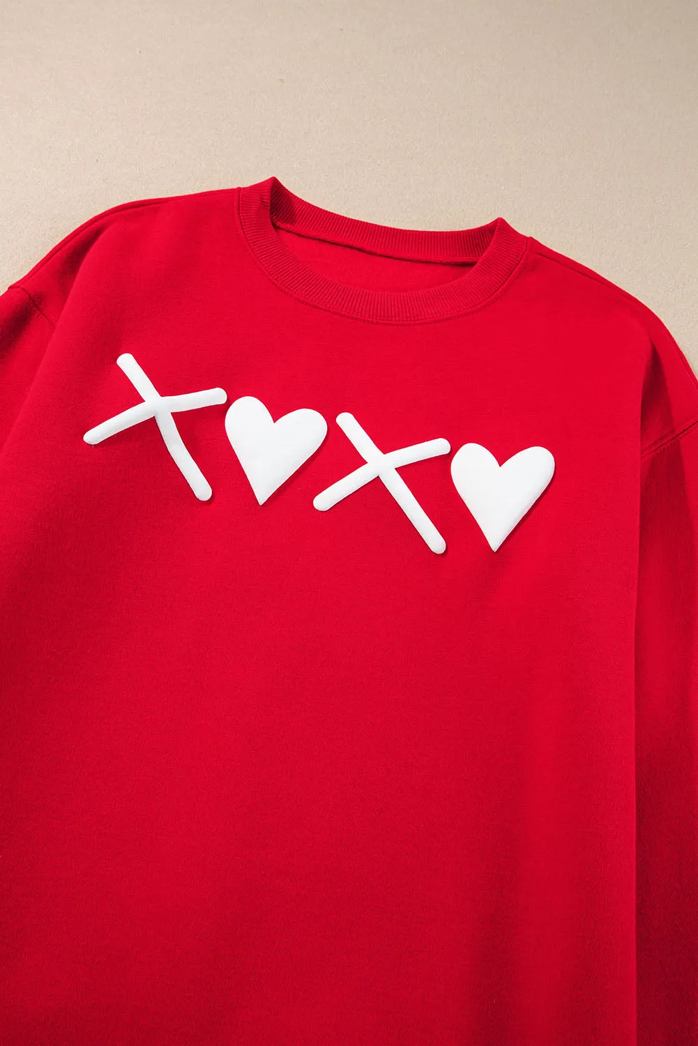 Red Puff XOXO Print Valentines Heart Sweatshirt