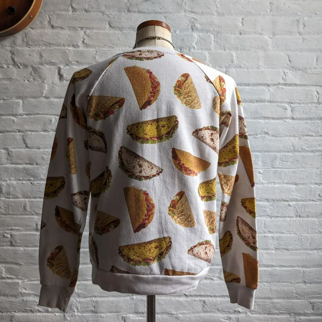 Retro Graphic Novelty Sweater ‘Let’s Taco Bout It’ Indie Slogan Sweatshirt Top