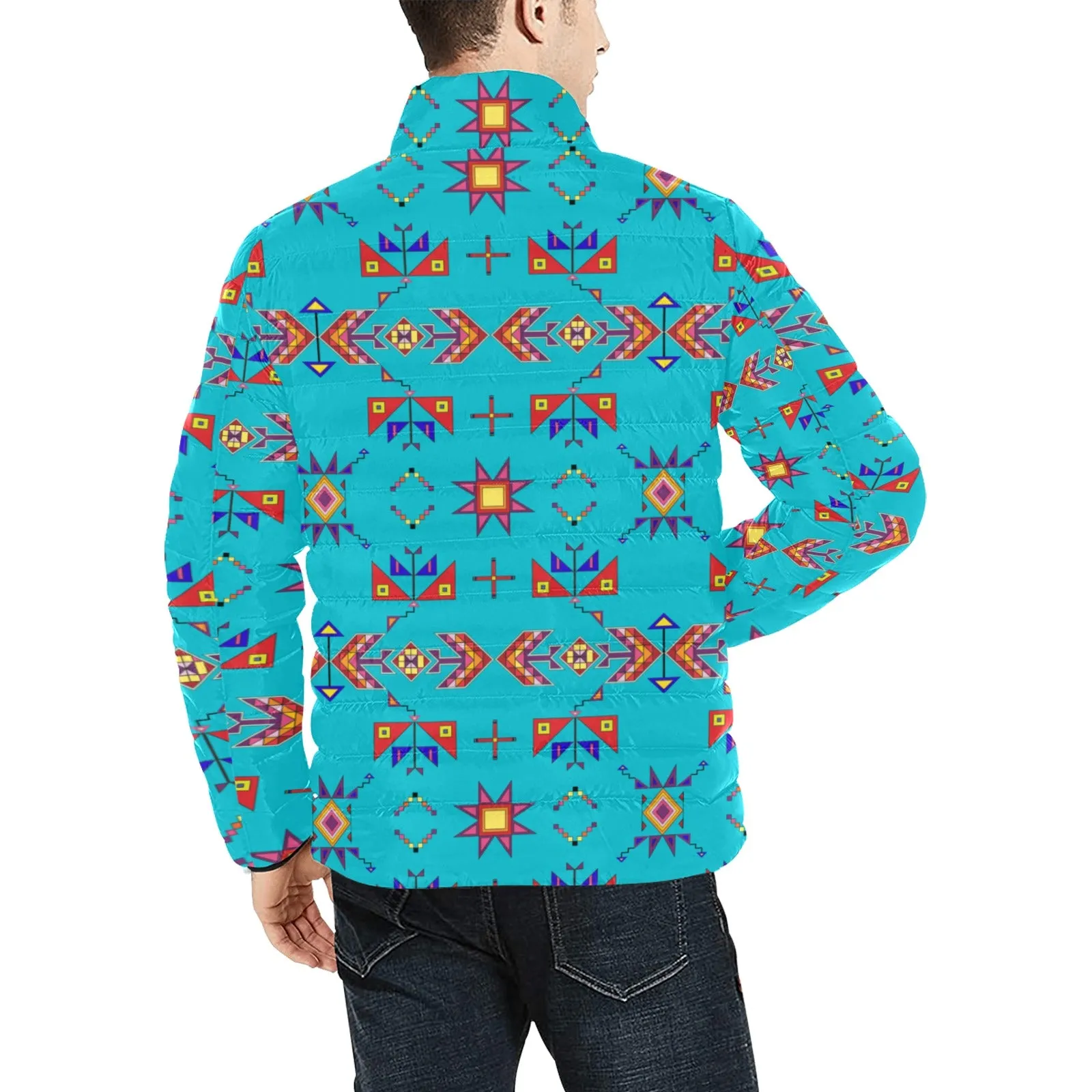 Scattered Generations Turquoise Men's Padded Jacket