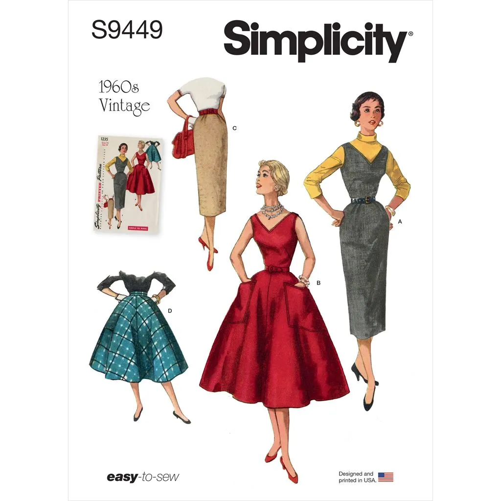 Simplicity Sewing Pattern S9449 Misses' Dress, Jumper and Skirts