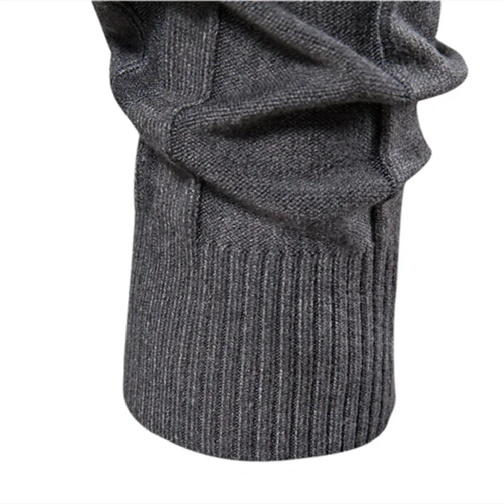 Slim Fit Pullovers Turtleneck Men Casual Basic Solid Color Warm Striped Sweater Mens New Winter Fashion Sweaters Male