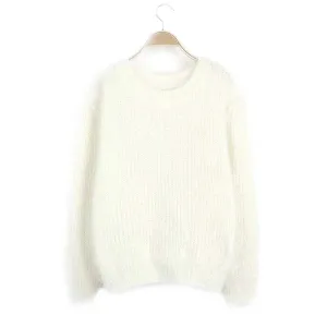 Solid Loose Basics Knitting Sweater For Women Round Neck Long Sleeve Minimalist Pullover Sweaters Female Fashion