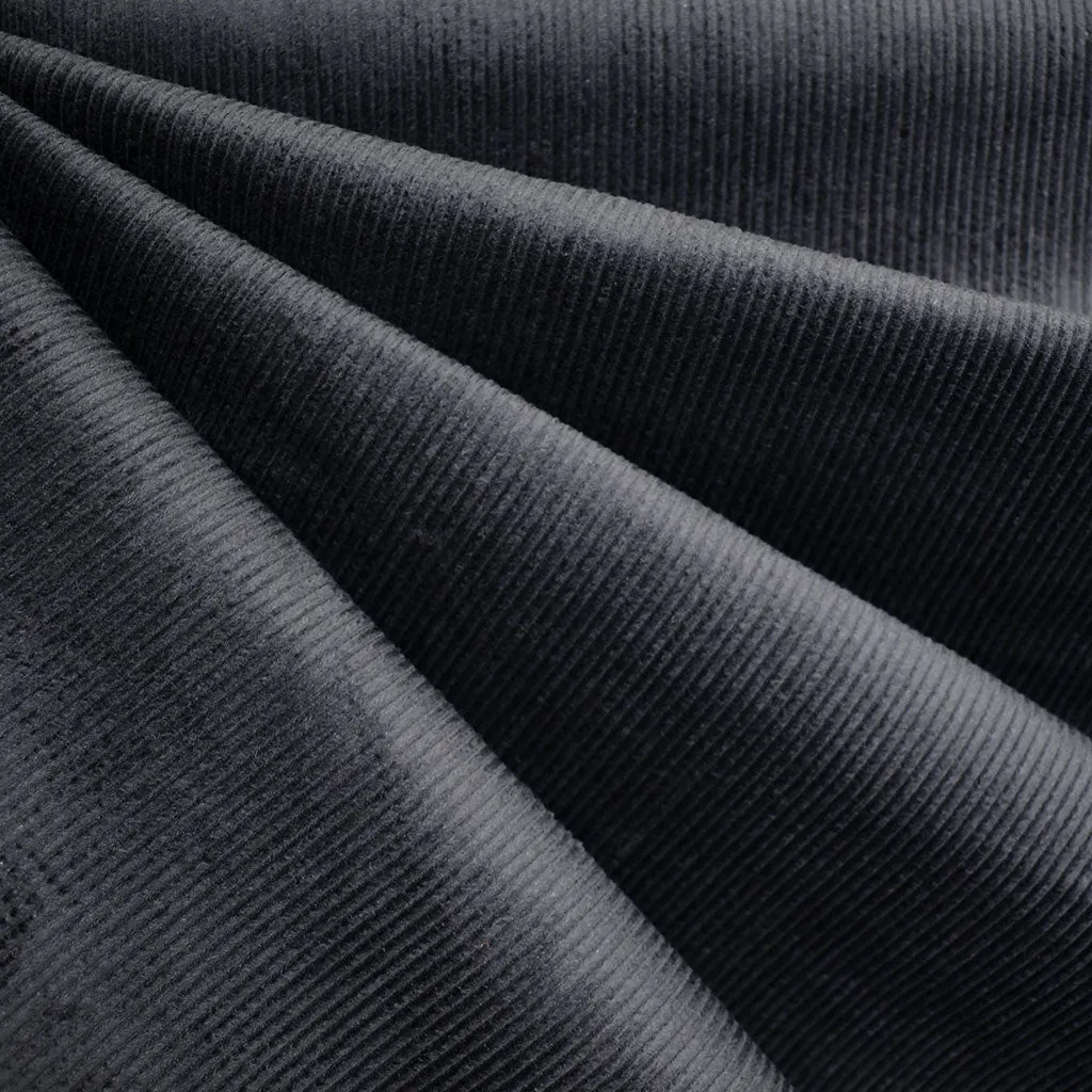 Stretch Mid Wale Corduroy Solid Charcoal