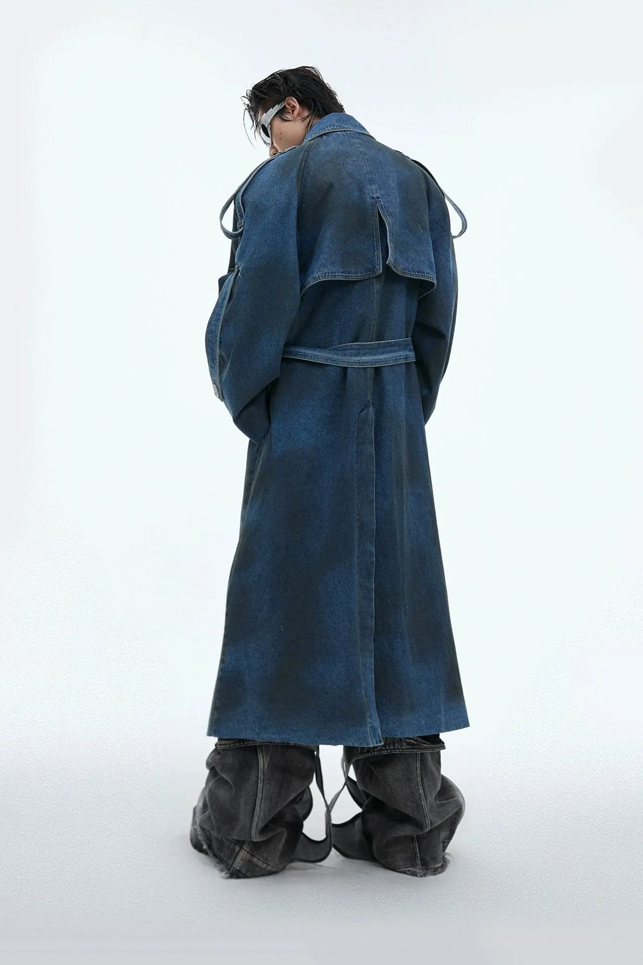 Structured Waist Belt Denim Coat