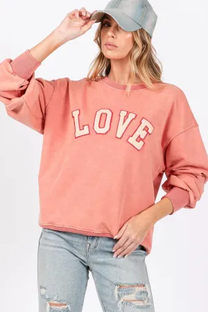 Sweatshirt SAGE   FIG LOVE Path Applique Drop Shoulder Cotton Top