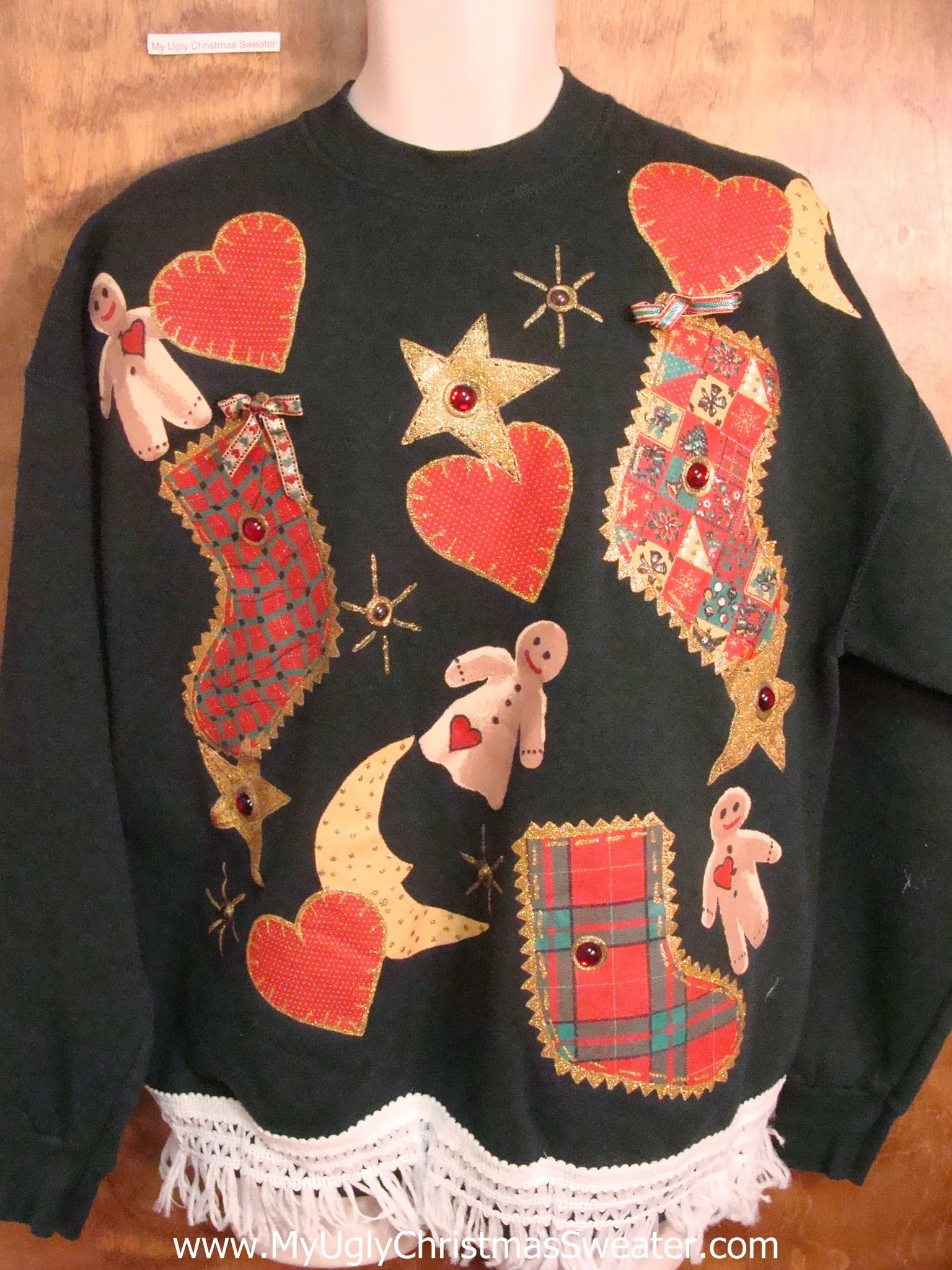 Tacky Stockings and Hearts Christmas Sweatshirt