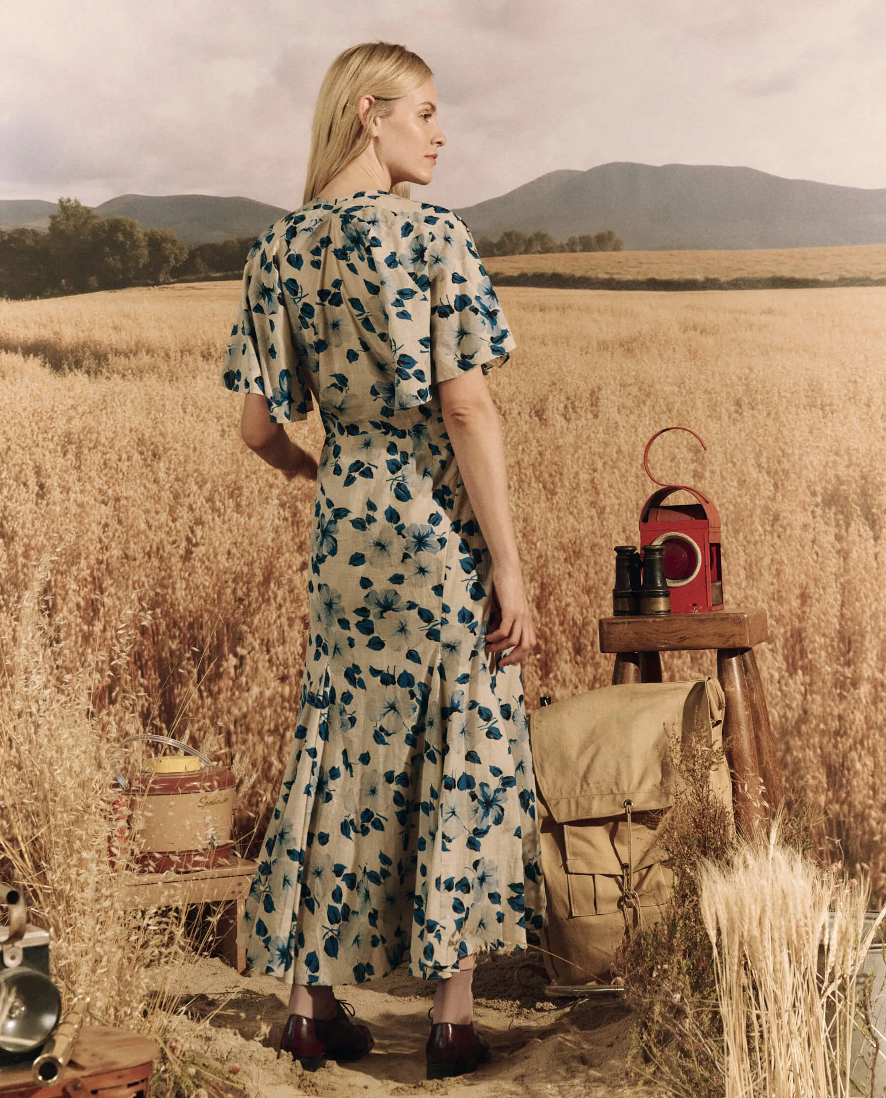 The Crescent Dress. -- Deep Meadow Floral