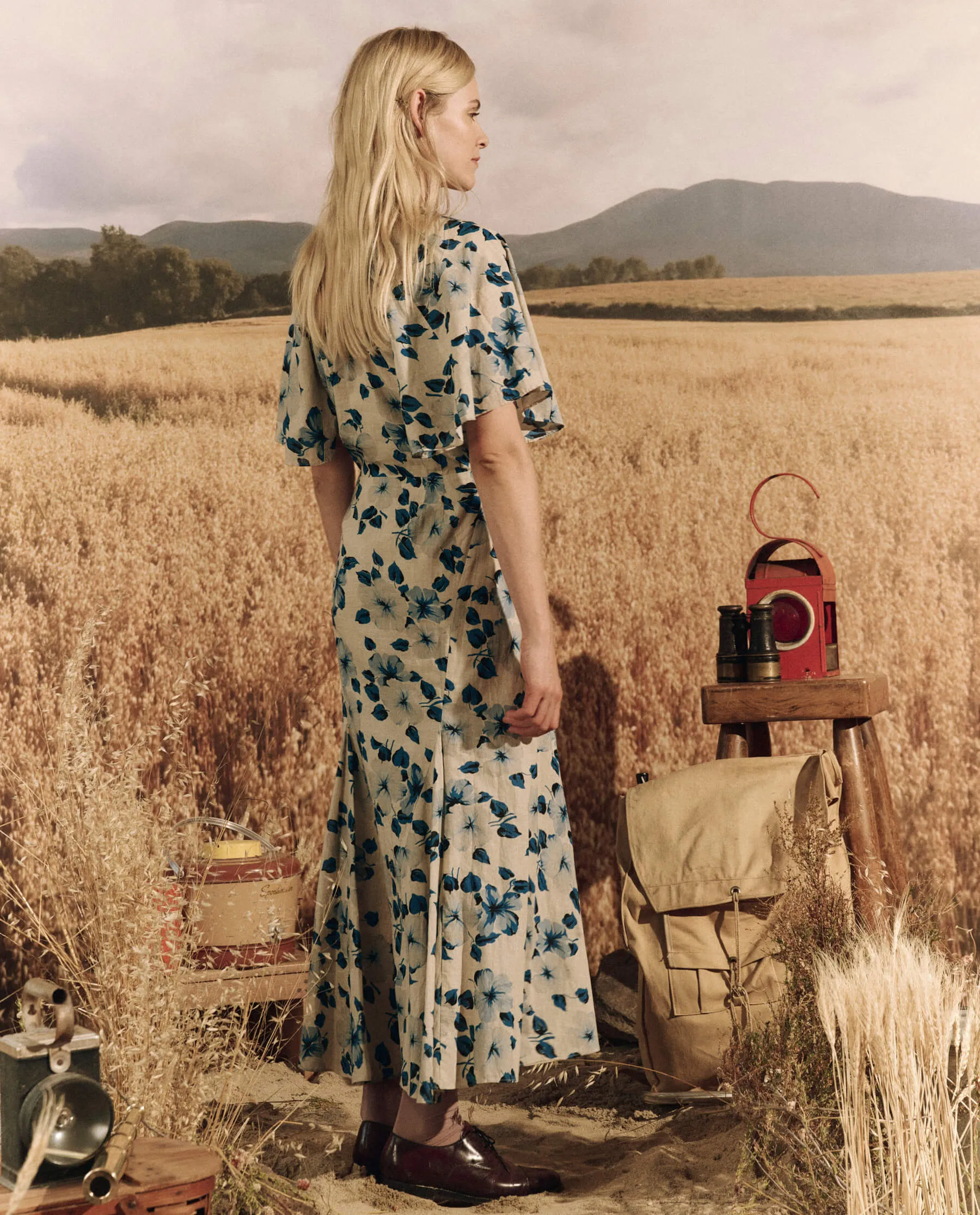 The Crescent Dress. -- Deep Meadow Floral