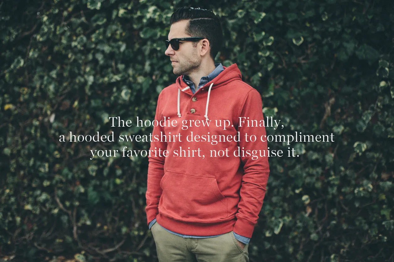 The Dusty Red 3 Button Hooded Sweatshirt