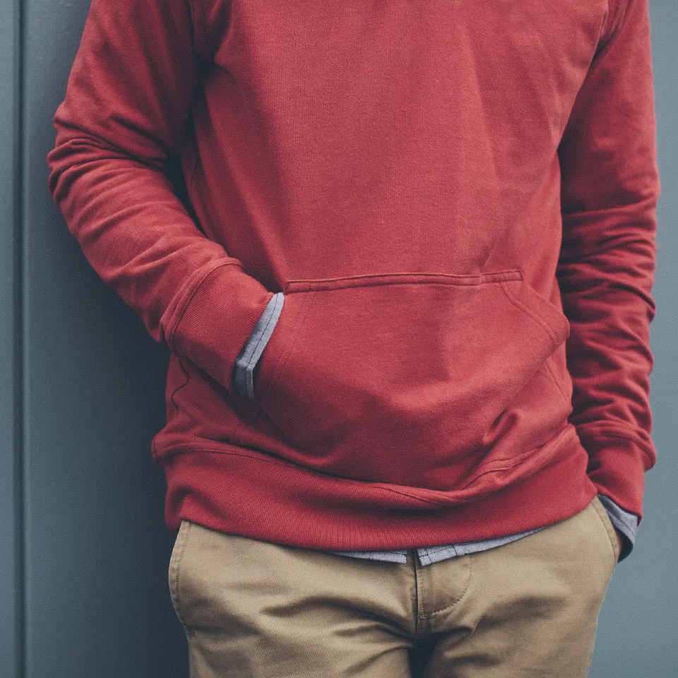 The Dusty Red 3 Button Hooded Sweatshirt