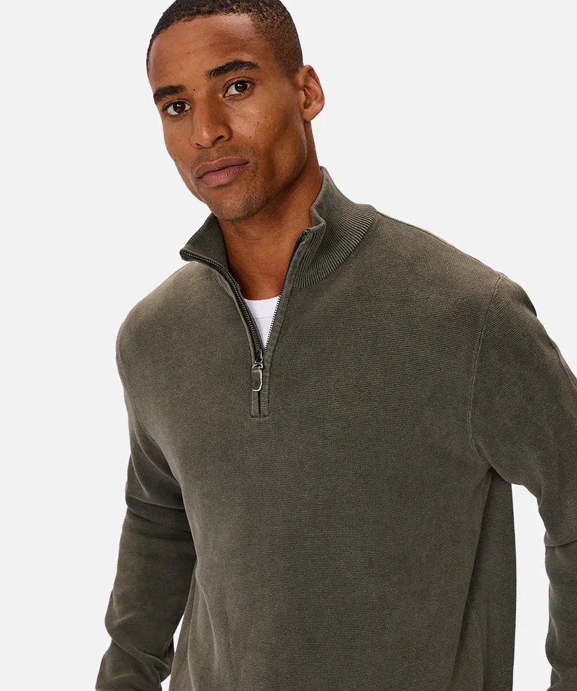 The Lakewood Zip Neck Knit - Jungle