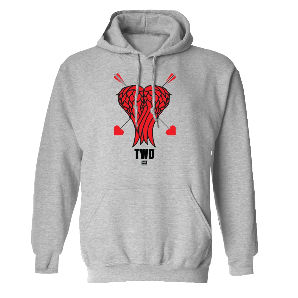 The Walking Dead Daryl Heart Wings Fleece Hooded Sweatshirt