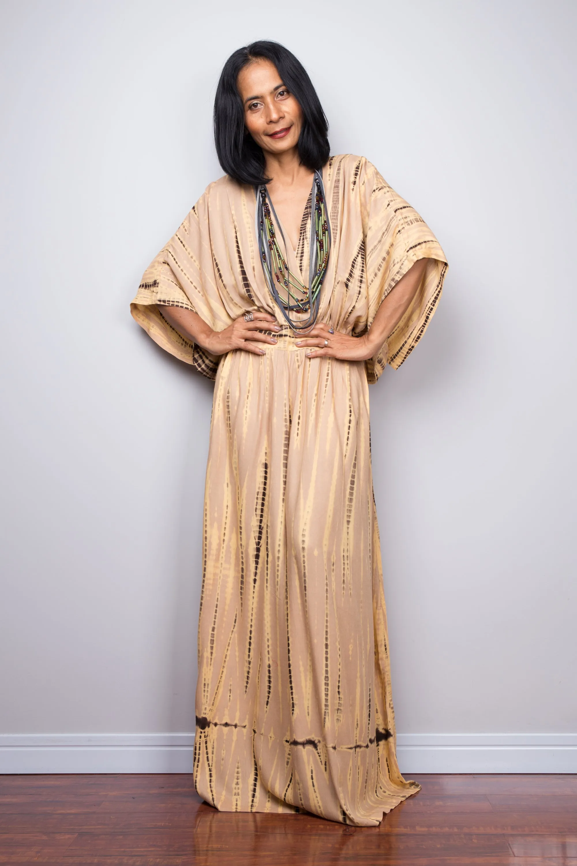 Tie dye kimono kaftan dress